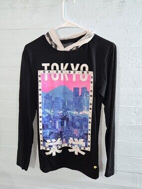 Fresh Laundry Tokyo Cityscape Long Sleeve Graphic Black Pink Print Kawaii Artsy